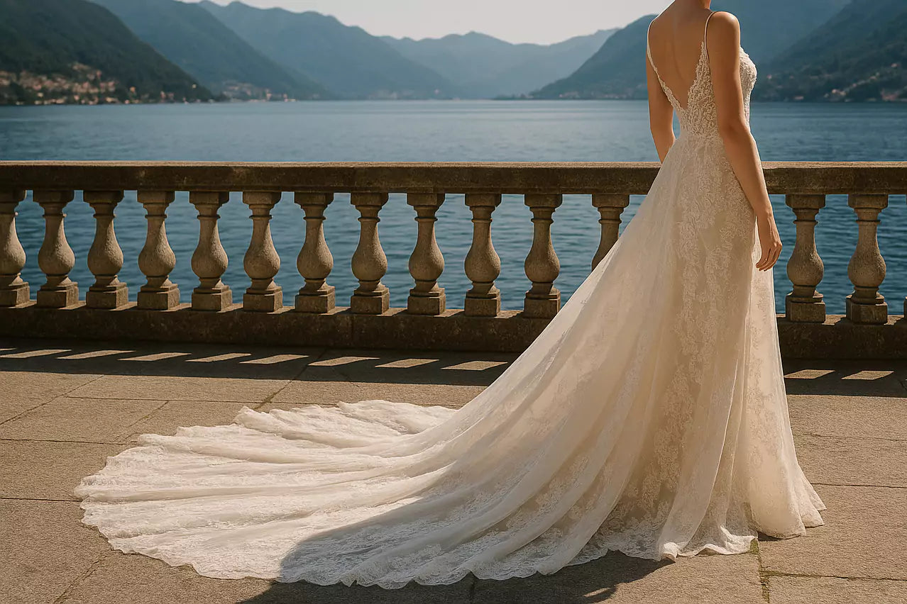 Hand-embroidered couture bridal dress crafted in Italy by Nadia Fraqair